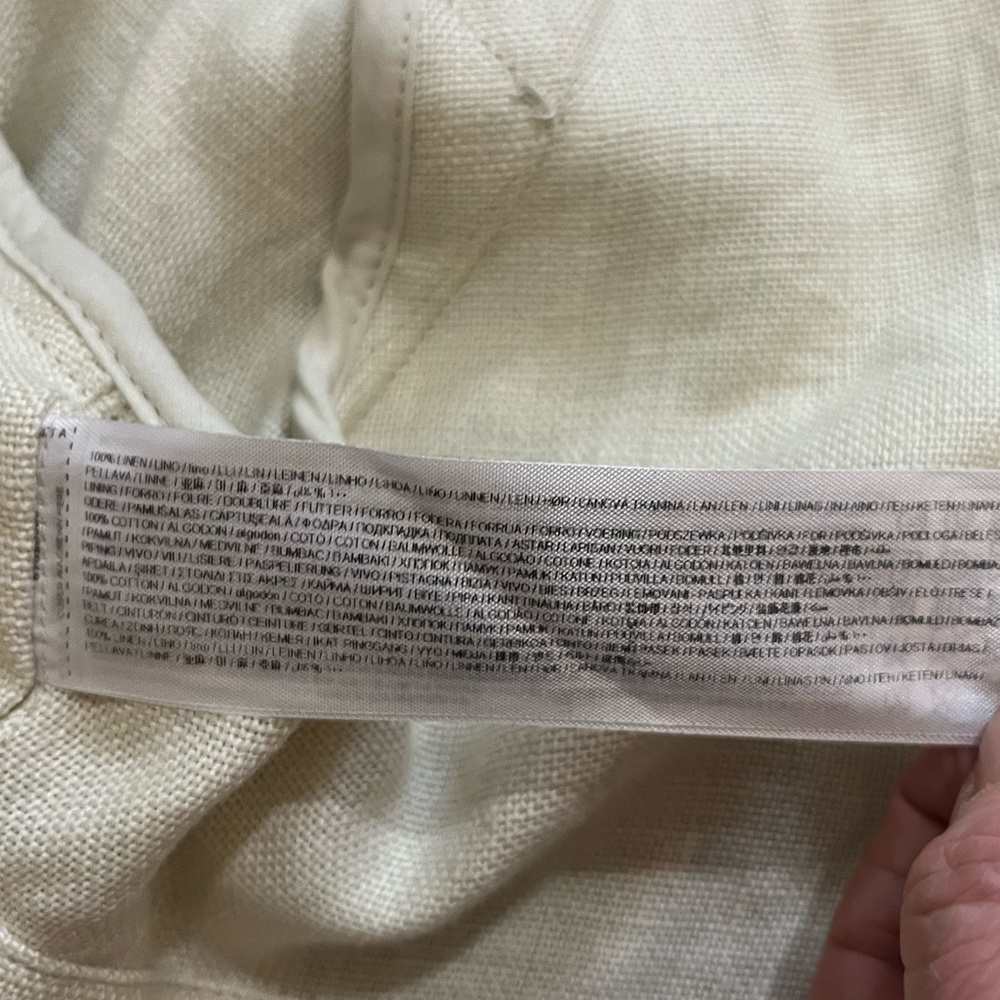 MANGO x VICTORIA BECKHAM 100% Linen Beige Tie-Waist Cropped Trench Jacket M - Picture 15 of 16